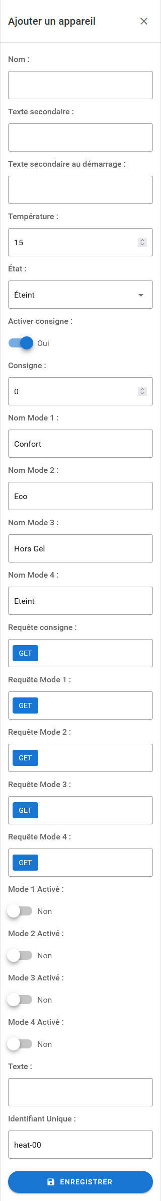 Paramètres Appareil